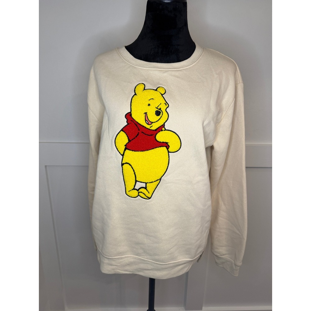 Disney Winnie the Pooh Cream‎ Embroidered Graphic Sweatshirt Women's